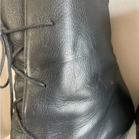 Vanessa Bruno Tie High Heel Witch Granny Boots in Black Leather Size 40/ US 9 - Picture 7 of 9